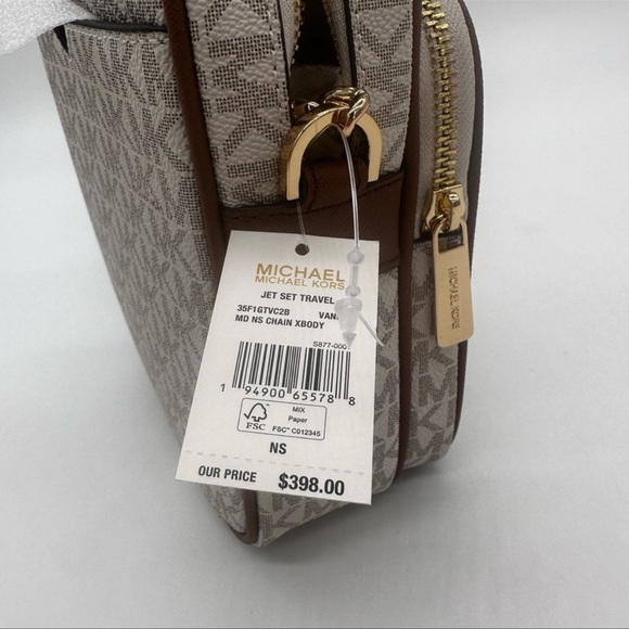 Michael Kors Medium NS Chain Xbody Bag Vanilla/Brown - Picture 13 of 13